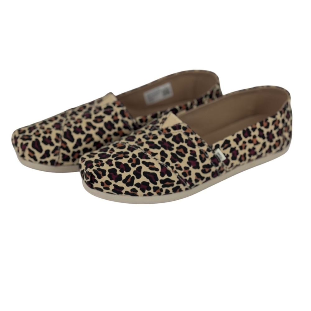 TOMS Alpargata Leopard Print Canvas Slip On Shoes Womens 8.5 CloudBound Sole